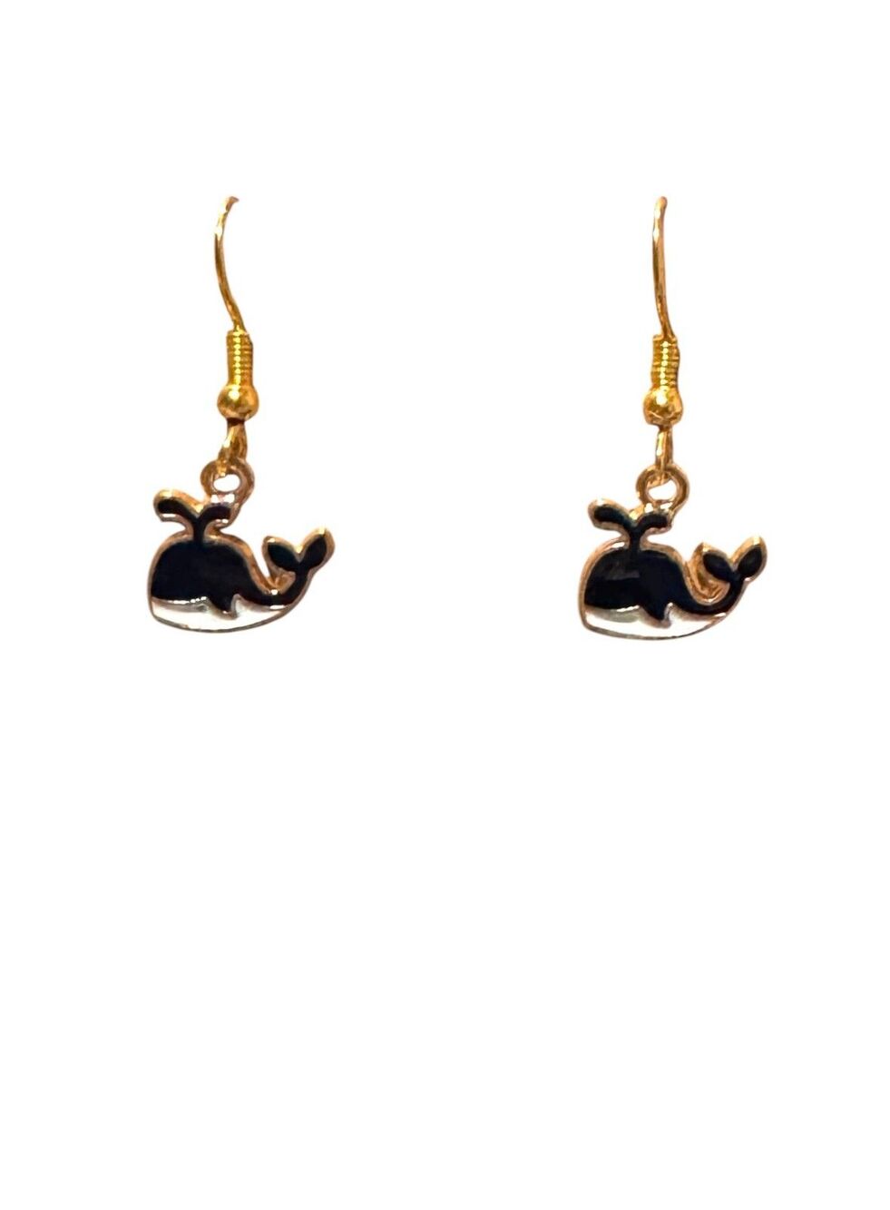 Enamel Whale 10kt Gold Plated Earrings #2177